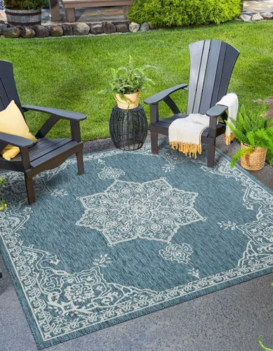 Miniatura 42 de Unique Loom Outdoor Traditional Collection - Alfombra de área antigua (4 pies 1 pulgada x 6 pies 1 pulgada, rectangular, beige y negro)