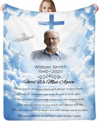 Mantas conmemorativas personalizadas con fotos para seres queridos perdidos, manta de ángel de condolencia personalizada para regalo funerario,