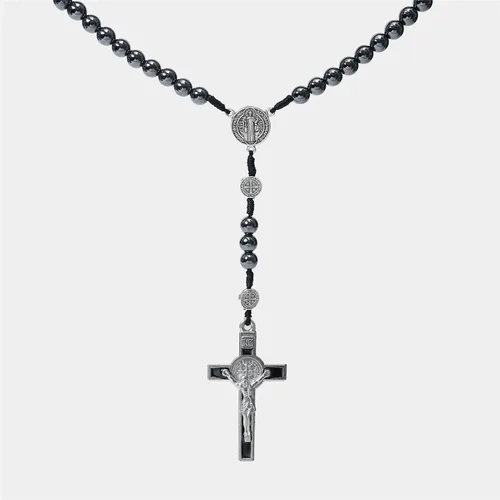 Miniatura 7 de Rosario católico de hematita para hombre de 0.315 in Rosario duradero para oraciones, meditación y protección espiritual, ideal para uso diario
