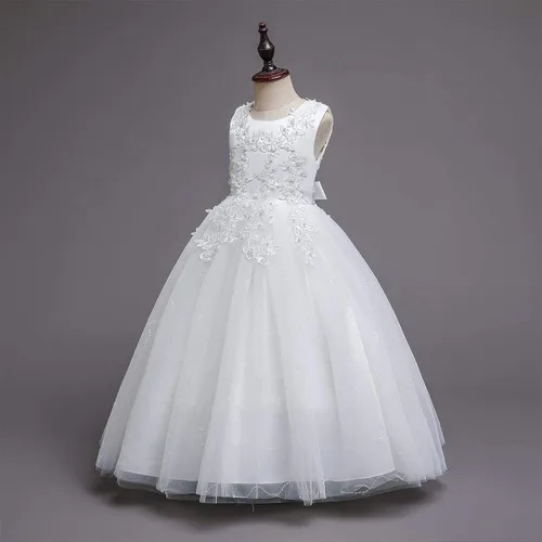 Miniatura 4 de Vestido de fiesta de boda con encaje de tul para niñas, para comunión, formal, cumpleaños, princesa, concurso, baile de graduación