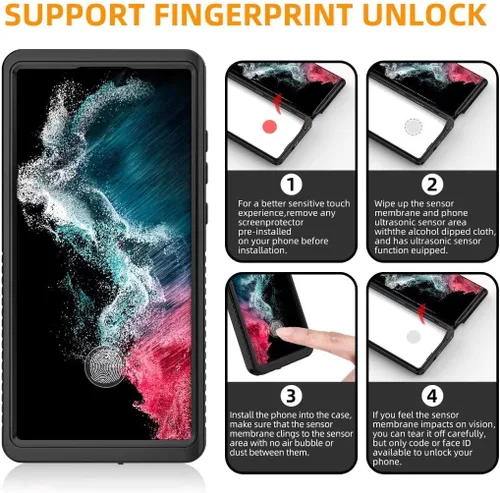 Miniatura 6 de YMCCOOL Funda para Samsung Galaxy S22 Ultra Waterprooof, con protector de pantalla sensible integrado a prueba de golpes, resistente a prueba