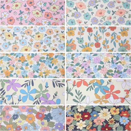 Miniatura 3 de 10 paquetes de tela de cuartos gruesos, tela de algodón precortada de costura acolchada, 18 x 22 pulgadas, estampado floral Tulipán