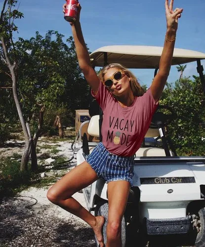 Miniatura 3 de Vacay Mode - Camiseta de manga corta con estampado de piña para mujer