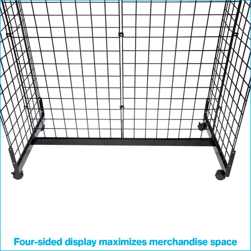 Miniatura 2 de SSWBasics Unidad de góndola de rejilla negra, incluye base y ruedas, unidad de rejilla de 48 pulgadas de largo x 66 pulgadas de alto x 24 pulgadas
