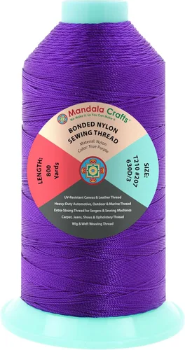 Miniatura 53 de Mandala Crafts - Hilo de nailon para coser cuero, tapicería, mezclilla y para trenzar el pelo; resistente, 1500 yardas, tamaño 69 T70 Marrón