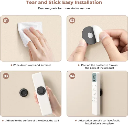Miniatura 6 de UMUST 4 soportes magnéticos para control remoto, soporte de pared autoadhesivo de silicona para control remoto, organizador de almacenamiento