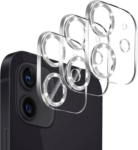 Miniatura 24 de Paquete de 3. Protector de lente de cámara Dengduoduo para iPhone 11 y iPhone 12 Mini, Glitter Bling Sparkle Ultra HD, vidrio templado, dureza 9H