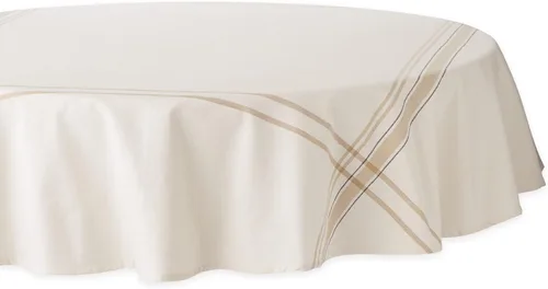 Miniatura 24 de DII - Mantel redondo para mesa de comedor, estilo rústico, colección de manteles con rayas estilo francés, 177.8 cm de diámetro, color gris Gris