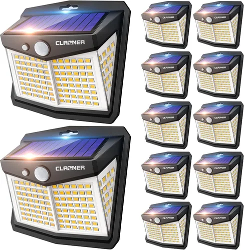 Miniatura 9 de CLAONER - Luces solares para exteriores, [128 LED/8 paquetes], luces solares con sensor de movimiento, 3 modos de trabajo, luces de pared con ángulo