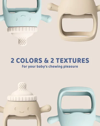 Miniatura 7 de ChooKaChoo Paquete de 2 juguetes de dentición para bebés durante más de 3 meses, guantes de dentición de silicona de grado alimenticio, mordedores