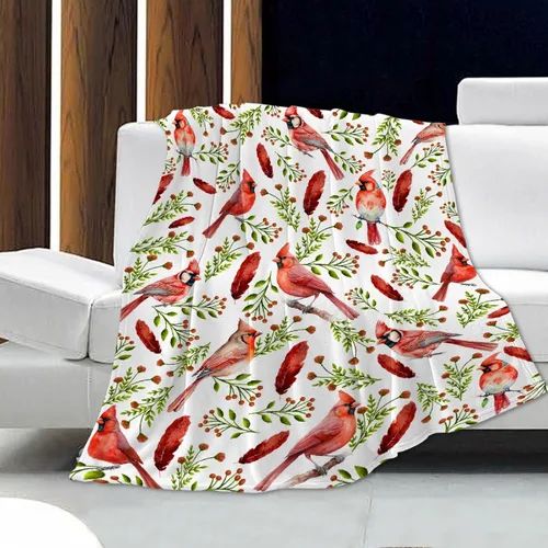 Manta de Aves Cardinal, de Franela Suave y Ligera, de Forro Polar, para Sofá, Cama, Práctica para Regalo, Tamaño Mediano-Adolescente (60 x 50 Aves