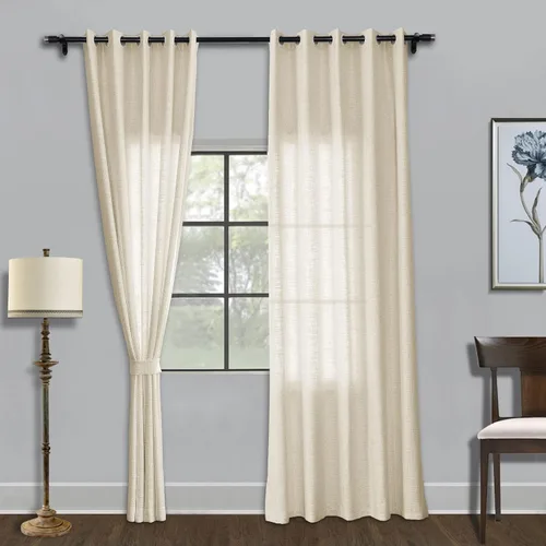 Miniatura 28 de Fcosie Cortinas de lino de 50 pulgadas de ancho x 63 pulgadas de largo, paneles de cortina filtrantes de luz, paneles de cortina con ojales