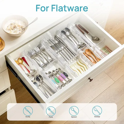 Miniatura 5 de Vtopmart Separadores de cajones de 2.36” con inserciones expandibles, organizador de cajones de cocina ajustable de 12.8"-22.3", separador