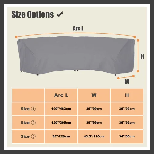 Miniatura 7 de Funda de sofá curvada impermeable para muebles de exterior, sofá de media luna, protector con cordón elástico resistente al viento para patio