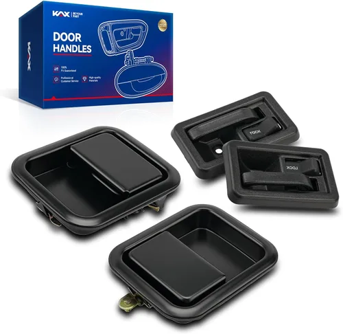 KAX Manija de puerta de ABS para exterior e interior, 4 piezas, compatible con Jeep Wrangler; reemplaza #55176383AE, 55176382AE, 55176477AB,