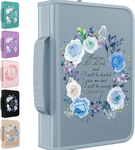 Miniatura 15 de DEHITE Funda para la Biblia para mujer, bolsas de transporte de la Biblia, tamaños medianos y grandes, ranuras para bolígrafos, tela de primera