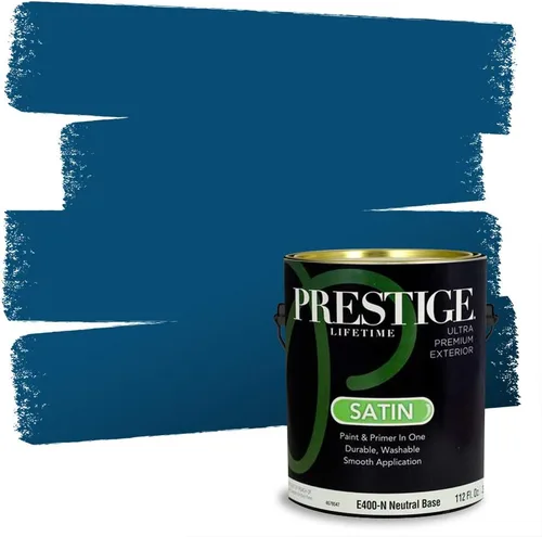 Miniatura 252 de Prestige Paints. - Base y pintura para exteriores en un solo galón, 1 galón. plano, comparable con Sherwin Williams Topsail. SW6799-PCM