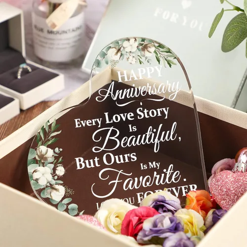 Miniatura 2 de Regalo de boda para ella años de matrimonio, regalo de feliz aniversario para mujer, corazón acrílico, recuerdo de matrimonio para esposa, marido