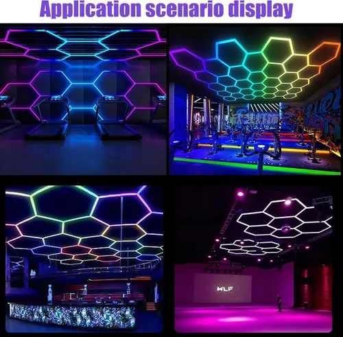 Miniatura 7 de 25Pack RGB Hexagon Lights,Music Sync 5Hex LED Hexagon Lights,RGB 358 Kinds of Changes Dimmable Speed-Adjustable DIY Color-Changing Lights Smart App