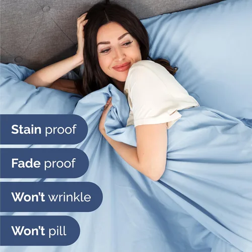 Miniatura 5 de Juego de sábanas Queen de 6 piezas, sábanas transpirables y refrescantes, sábanas de hotel, ropa de cama con bolsillos profundos y fácil ajuste, 21