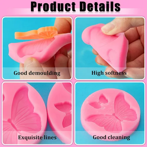 Miniatura 3 de Patelai 5 moldes de silicona con diseño de mariposa para fondant, para cupcakes, resina de caramelo de chocolate, moldes epoxi para decoración