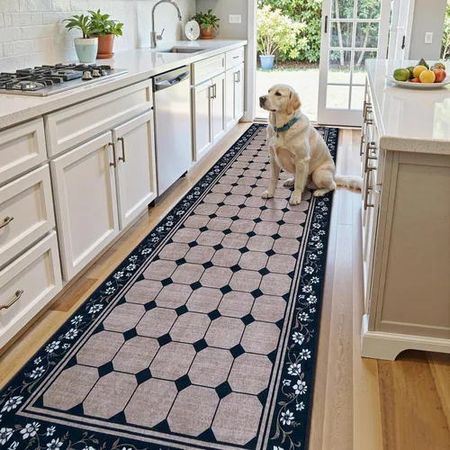Miniatura 11 de Anidaroel Alfombra Pasillo Larga 3x12 pies, Alfombras Antideslizantes Lavables para Cocina, Suave Ultra Delgada Interior Boho Alfombra Pasillo