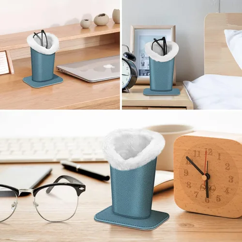 Miniatura 214 de Fintie Soporte para anteojos forrado de felpa con base magnética, estuche de cuero vegano prémium para lentes