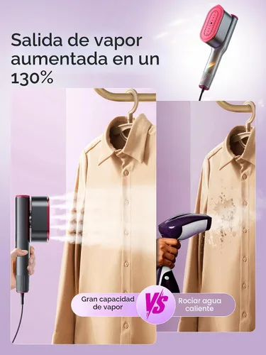 Miniatura 6 de DRFLASH Plancha y vaporizador 2 en 1 para ropa, calentamiento rápido en 15s, vaporizador portátil de 1200W, tamaño para viajes con gran panel