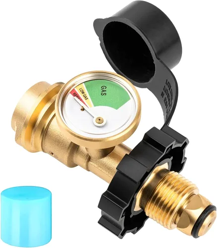 Adaptador de tanque de propano de 100 libras, medidor de tanque de propano con calibre, adaptador de tanque de propano POL a QCC1, tipo de conexión