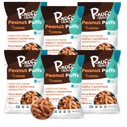 Miniatura 15 de Pnuff Crunch Puffs de Mantequilla de Maní - Bocadillos saludables, aperitivos bajos en calorías, aperitivos sin gluten, veganos, ricos en proteínas