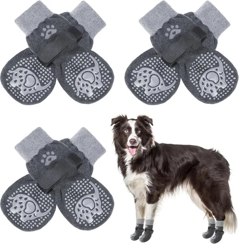 Miniatura 45 de SCENEREAL 6 piezas de calcetines antideslizantes para perros para prevenir lamido de patas para pavimento caliente/frío, calcetines de agarre
