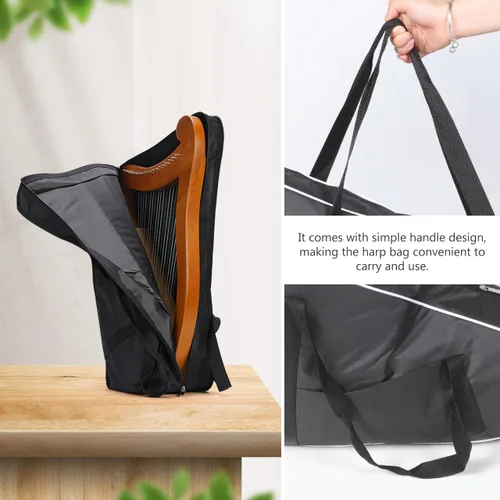 Miniatura 7 de Vaguelly Bolsa de transporte de arpa de lira ligera, bolsa de almacenamiento para instrumentos musicales con asa para arpas de cuerda de 15 a 19