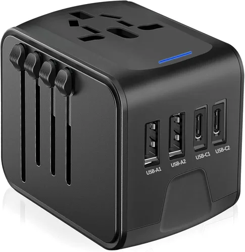 Miniatura 9 de JMFONE Adaptador de viaje internacional, 2 puertos USB-C y 2 puertos USB-A y enchufes de CA múltiples, adaptador de corriente universal en todo el 2