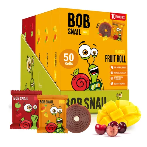 Miniatura 12 de Bob Snail Rollos de frutas – Arándanos y frambuesa, 50 unidades, aperitivos de frutas naturales, veganos, sin azúcar añadido, aperitivo para niños