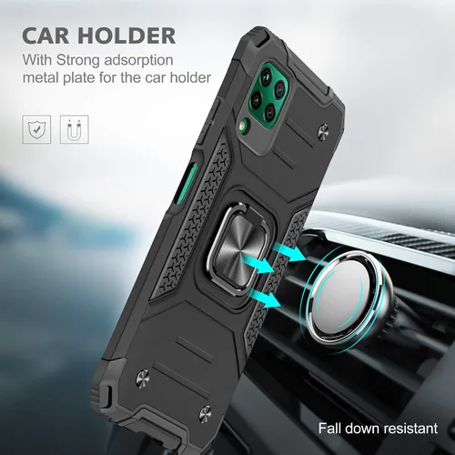 Miniatura 4 de Asuwish Funda compatible con Huawei P40 Lite y protector de pantalla de vidrio templado, accesorios para celda, soporte de anillo, fundas Negro