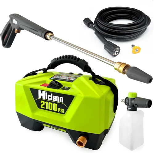Hiclean Lavadora a presión eléctrica de 2100 PSI – Lavadora portátil para detalles de automóviles, patios, vallas y limpieza al aire libre, diseño