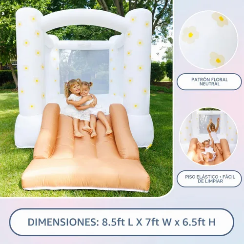 Miniatura 6 de Casa de rebote inflable Bounceland in Bloom Playland, 8.5 pies de largo x 7 pies de ancho x 6.5 pies de alto, casa de rebote floral neutra