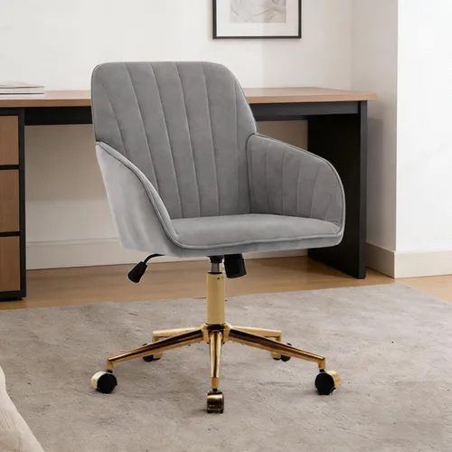 Miniatura 14 de Sillas de escritorio de oficina en casa, cómoda silla de computadora de terciopelo con asiento de respaldo, 300 libras de altura ajustable silla