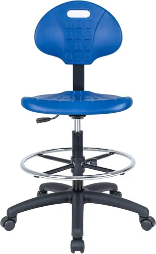Miniatura 8 de Taburete ergonómico resistente de dibujo negro, fácil de limpiar, más grande (20") Adj. reposapiés y base (26") en el mercado. Rango Seat Ht