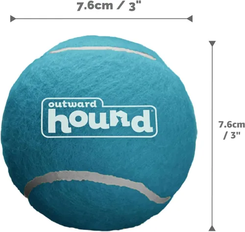 Miniatura 6 de Outward Hound Squeaker Ballz Paquete de 4 Juguetes de Pelotas de Tenis para Perros con Chirriador, Juego Interactivo de Buscar para Mascotas de 50