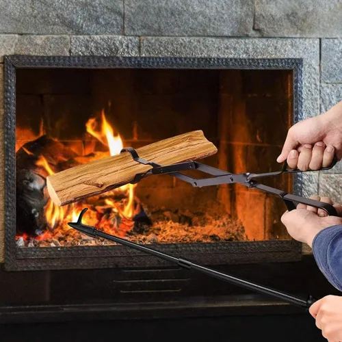 Miniatura 8 de AMAGABELI GARDEN & HOME Atizador de Hoguera de 32 Pulgadas de Largo y Tenazas para Chimenea de 26 Pulgadas, Juego de Herramientas Agarrador de Juego