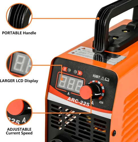Miniatura 6 de Máquina soldadora de varilla ARC de 120 amperios para principiantes, máquina de soldadura portátil de 110 V con cable más largo, pantalla LCD