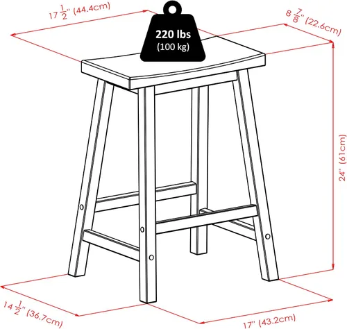 Miniatura 2 de Winsome Satori - Taburete de mostrador con asiento de sillín para cocina, 24 pulgadas, nogal