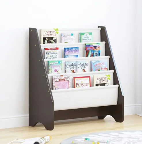 Miniatura 9 de UTEX Estantería para niños, estante para libros para habitaciones de niños, estantería de 4 niveles para niños, niños pequeños, estante para libros