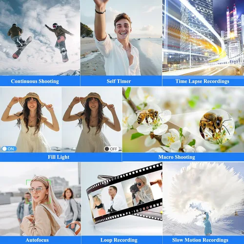 Miniatura 6 de Cámara digital 4K para fotografía, cámara de vlogging de 64 MP para YouTube, cámaras de vlog WiFi con zoom digital de 18X, pantalla abatible de 3