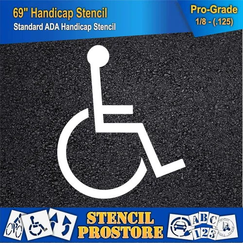 Miniatura 3 de Plantilla de estacionamiento – Plantilla ADA para discapacitados de 69 pulgadas (4 pulgadas de trazo) – Plantilla de 2 piezas – 69 x 58 x 1/8