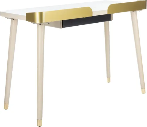 Miniatura 7 de Safavieh Escritorio moderno de 1 cajón blanco lavado y dorado Blanco lavado / dorado