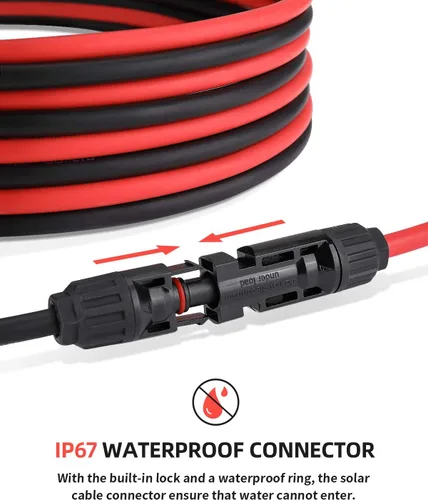 Miniatura 4 de BougeRV Cable de extensión solar de 6 pies 10AWG con conector hembra y macho con par adicional de conectores, kit de adaptador de panel solar