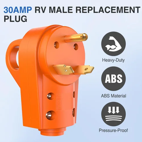 Miniatura 8 de Nilight Enchufe de repuesto para autocaravana de 30 amperios, macho de 125 voltios resistente con mango ETL listado NEMA TT-30P para caravana, Ámbar