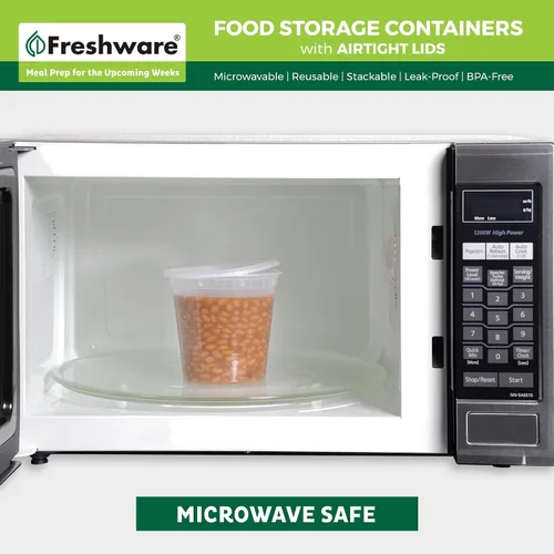 Miniatura 5 de Recipientes de almacenamiento de alimentos Freshware 24 oz recipientes de plástico con tapas, para limo, sopa, preparación de comidas, libres